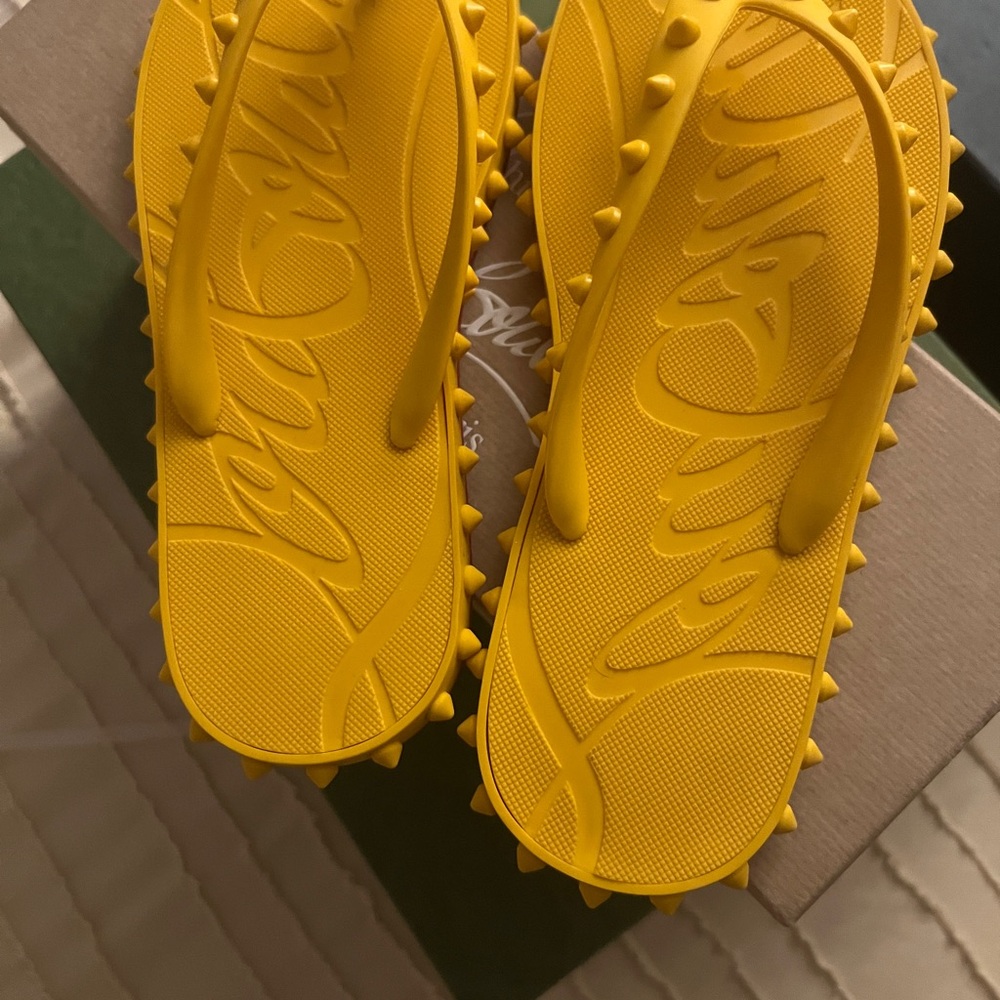 Christian Louboutin Yellow Spiked Sandals